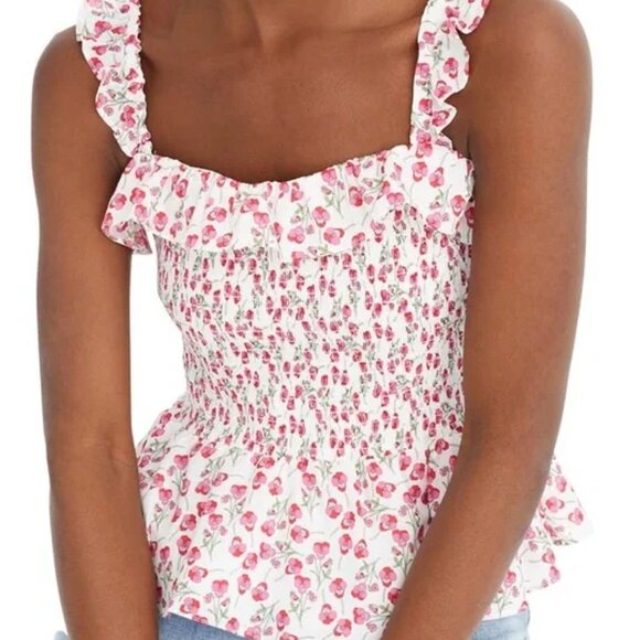 J. Crew Smocked Ruffle Top In Liberty Rose Floral Romantic Cottagecore Fairy - Picture 1 of 6